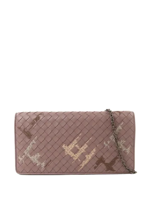 Bottega Veneta Pre-Owned Intrecciato embroidered shoulder bag Pink WALLETONCHAIN