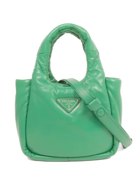 Prada Pre-Owned padded leather tote bag Green SMALLPADDED