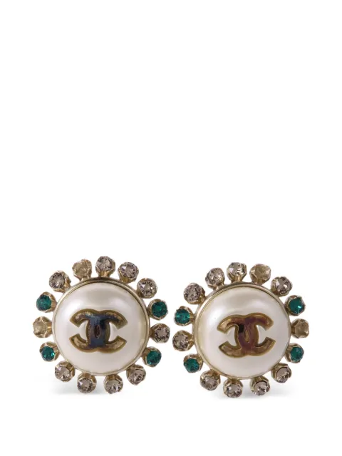 CHANEL Pre-Owned CC crystal-embellished earrings Gold EARRING