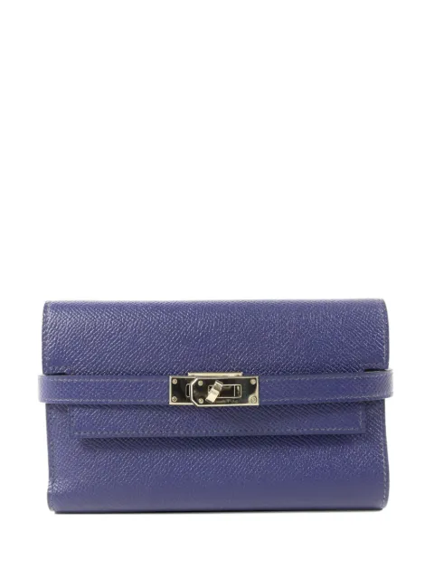 Hermès Pre-Owned Kelly leather wallet Blue CM37IPHW