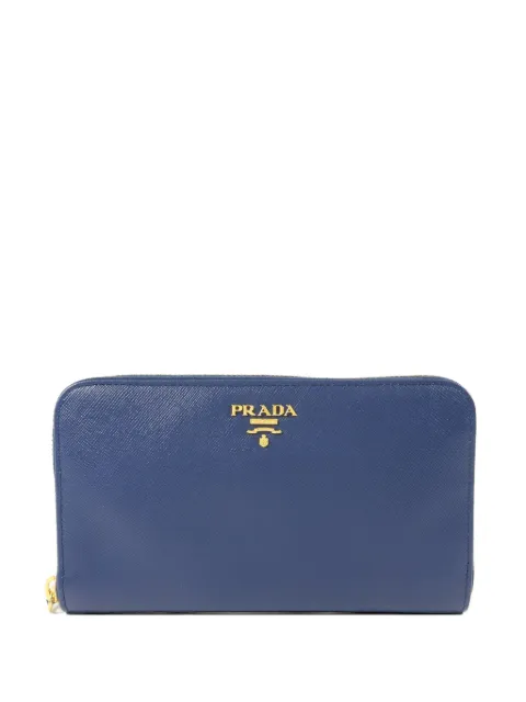 Prada Pre-Owned Saffiano-leather logo-plaque wallet Blue 1M0506