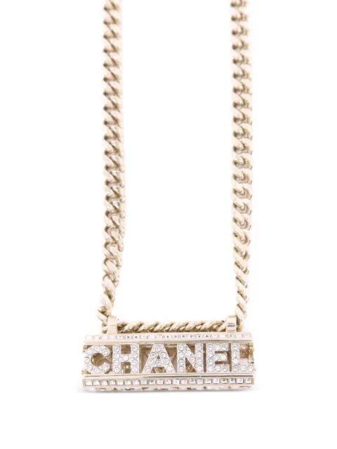 CHANEL Pre-Owned crystal logo necklace Gold CHOKER