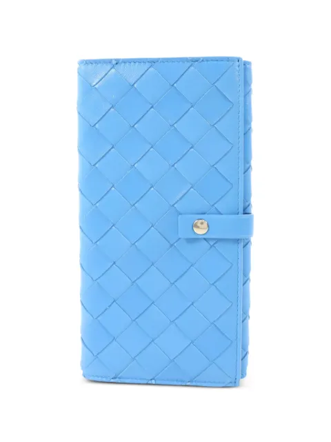 Bottega Veneta Pre-Owned Intrecciato leather long wallet Blue 608072