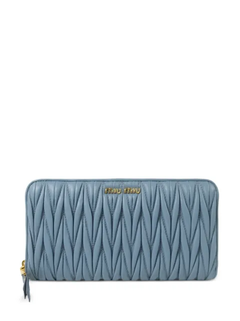 Miu Miu Pre-Owned Matelassé leather wallet Blue 5ML506