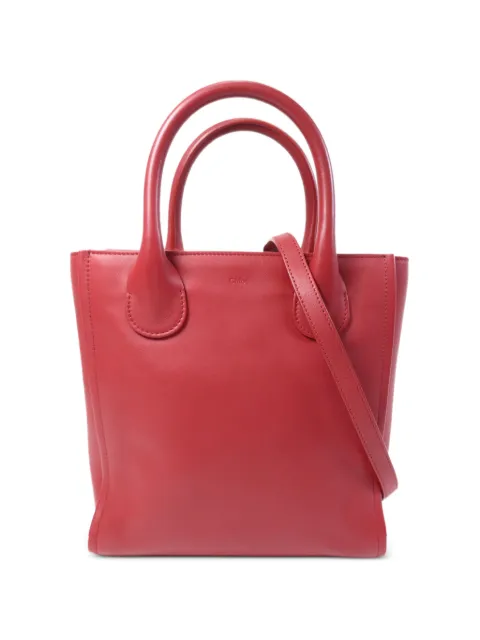 Chloé Pre-Owned small Joyce calfskin tote bag Red JOYCESMALLTOTEBAG
