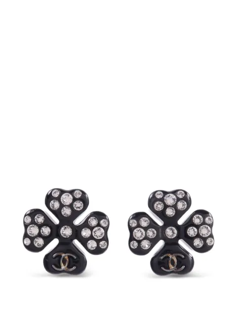 CHANEL Pre-Owned CC clover-shaped earrings Black EARRING