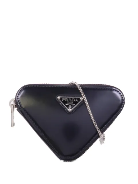 Prada Pre-Owned logo-detail cross body bag Black TRAINGLEMINIPOUCH