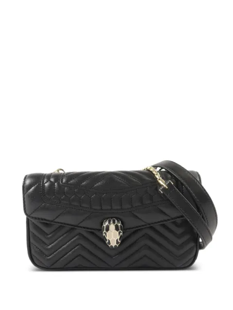 Bvlgari Pre-Owned Serpenti Forever chain-strap chevron-quilted calfskin crossbody bag Black SERPENTIFOREVER