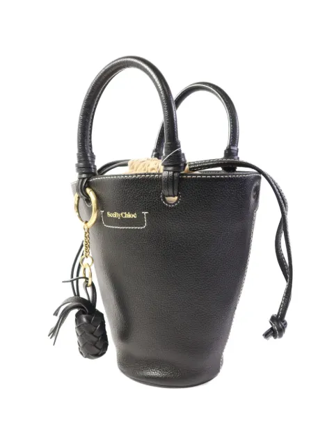 See By Chloé Vintage two-way leather bucket bag Black BK