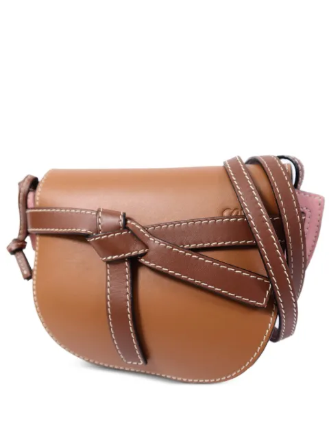 Loewe Pre-Owned mini Gate debossed-logo shoulder bag Brown GATEMINI