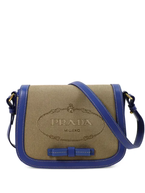Prada Pre-Owned logo jacquard bow cross body bag Neutrals 1BD190