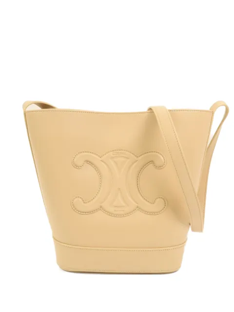 Celine Pre-Owned embossed-logo shoulder bag Neutrals CUIRTRIOMPHE