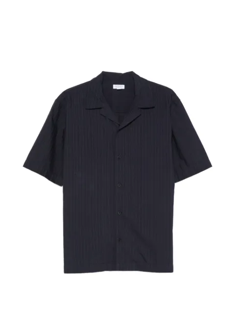 Sunspel textured-stripe camp-collar shirt Blue MSHT2151