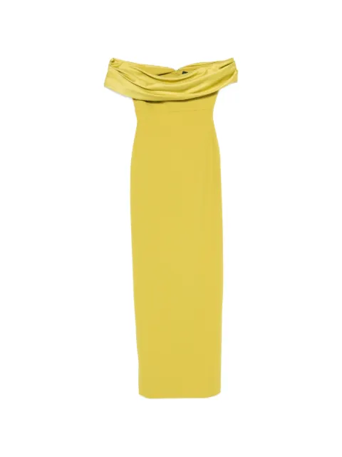 Solace London off-shoulder draped maxi dress Green OS48023
