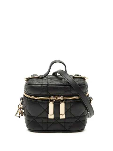 Christian Dior Pre-Owned 2020-2026 Micro Lambskin Cannage Lady Dior Case vanity bag Black WRJQ5TWQLTZGT3VU