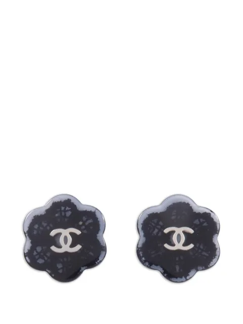 CHANEL Pre-Owned CC flower earrings Black EARRING