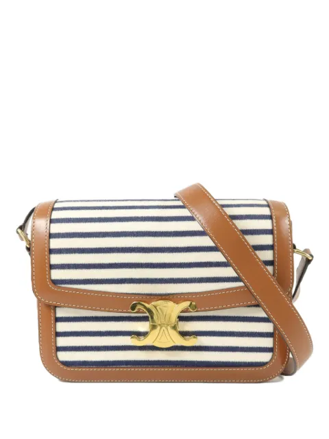 Celine Pre-Owned Triomphe striped cross body bag Neutrals 191242DKU07A7