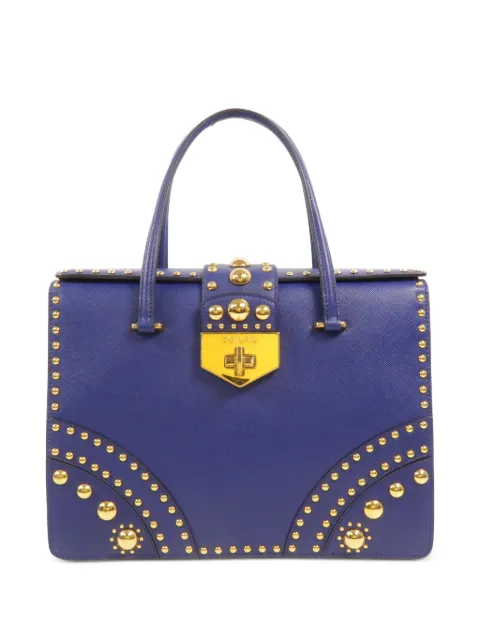 Prada Pre-Owned studded leather tote bag Blue B2752M