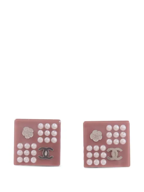 CHANEL Pre-Owned CC Camellia earrings Pink EARRING
