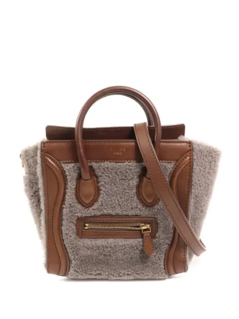 Celine Pre-Owned Nano Luggage shearling tote bag Grey NANOLUGGAGE