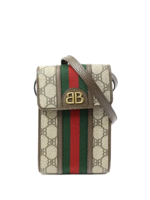Balenciaga Pre-Owned x Gucci BB monogram-pattern shoulder bag Neutrals 680130