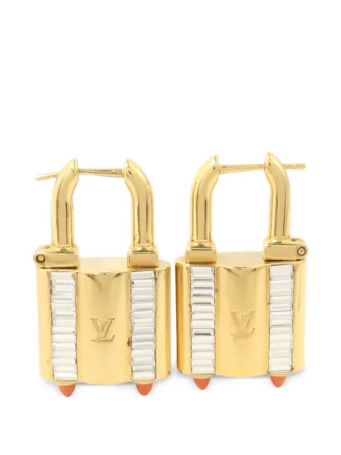 Louis Vuitton Pre-Owned Lock Me padlock-shape earrings Gold M62816