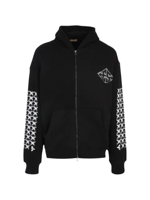 Exit Society logo-print zipped hoodie Black ES1Z999