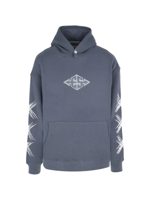 Exit Society XXX logo-detail graphic-print hoodie Grey ES1XXX