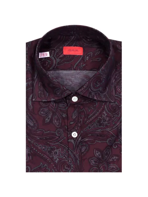 Isaia paisley-print cotton shirt Red C123602