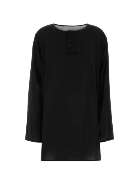Y's long-sleeve button-placket blouse Black YKB01200
