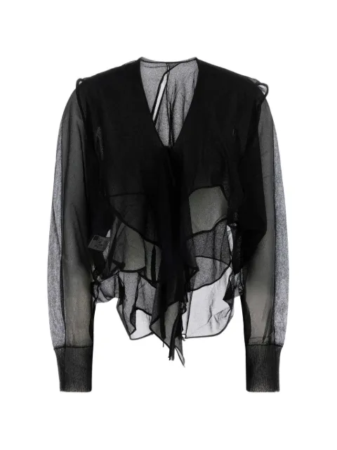 Y's ruffled semi-sheer tunic Black YKK03280