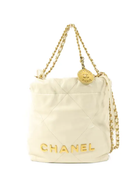 CHANEL Pre-Owned mini 22 chain-strap shoulder bag Neutrals AS3261