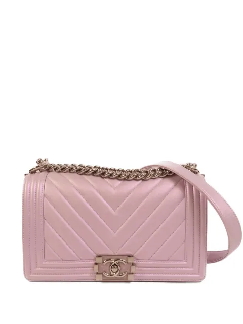 CHANEL Pre-Owned Boy 25 chevron-quilted shoulder bag Pink BOY25