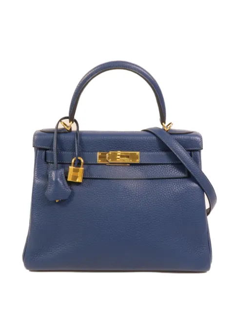 Hermès Pre-Owned 28 Kelly leather tote bag Blue D7EGHW