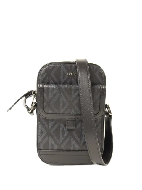 Christian Dior Pre-Owned monogram-pattern messenger bag Black CDDIAMONDCROSSBODY