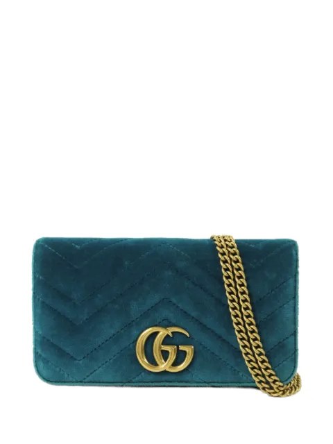 Gucci Pre-Owned GG Marmont chevron-quilted shoulder bag Blue 488426