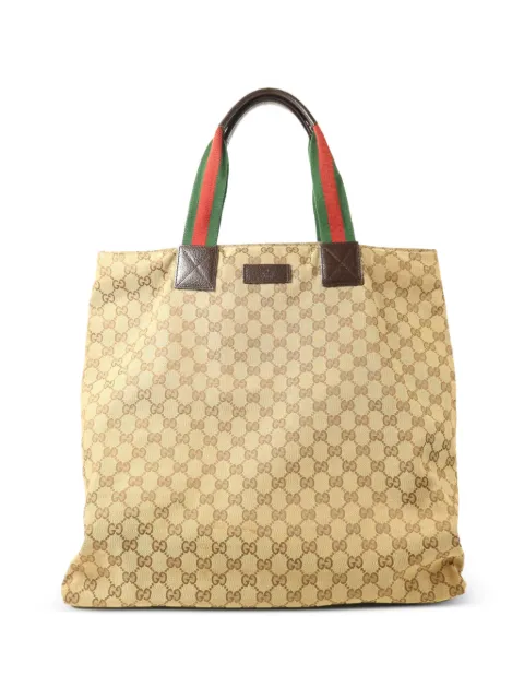 Gucci Pre-Owned GG Canvas Web-stripe tote bag Neutrals 131233