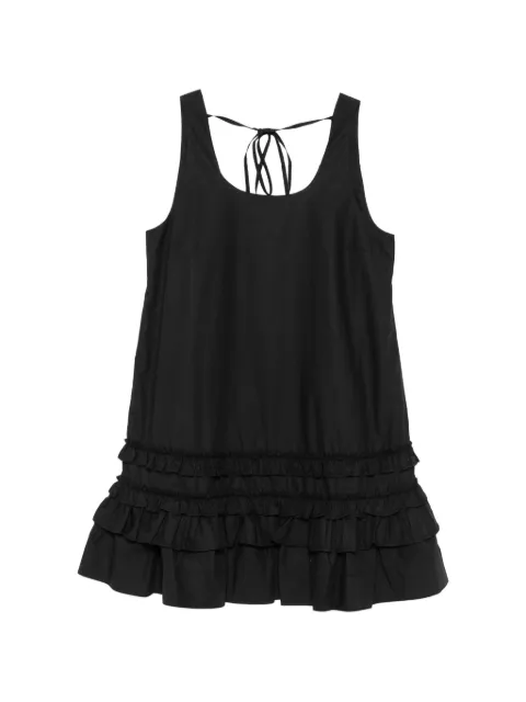 GANNI ruffle-trim tie-fastening dress Black A1030750