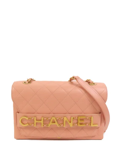 CHANEL Pre-Owned quilted logo-plaque shoulder bag Pink SHOULDERBAG