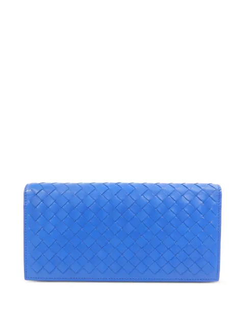 Bottega Veneta Pre-Owned Intrecciato leather long wallet Blue LONGWALLET