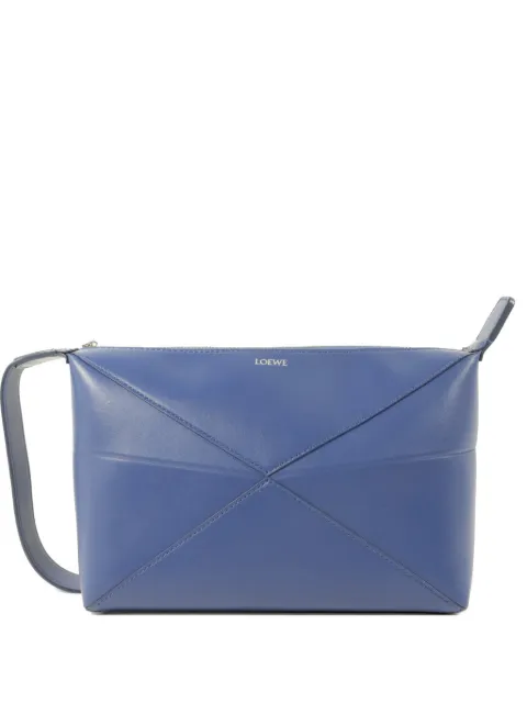 Loewe Pre-Owned Puzzle Fold leather wash bag Blue PUZZLEFOLDWASHBAG