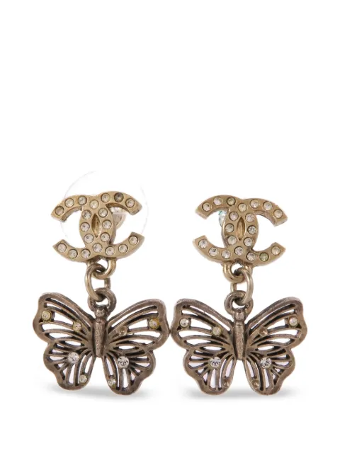 CHANEL Pre-Owned CC butterfly earrings Gold EARRING