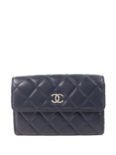 CHANEL Pre-Owned CC quilted bifold wallet Blue WALLET