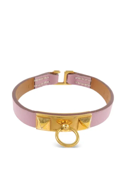 Hermès Pre-Owned 2021 Mini Rivale leather bracelet Gold ZX9GHW