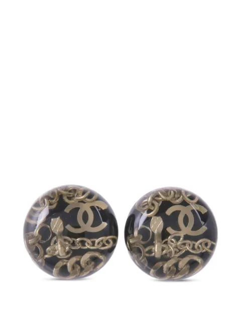 CHANEL Pre-Owned CC-logo chain-detail earrings Gold EARRING