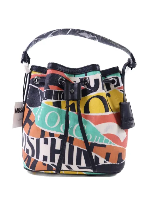 Moschino Pre-Owned logo-print bucket bag Black HANDBAG