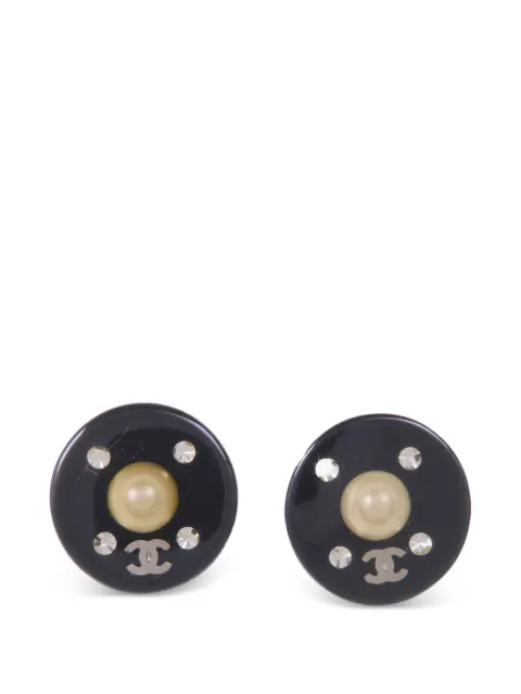 CHANEL Pre-Owned CC crystal-embellished earrings Black EARRING