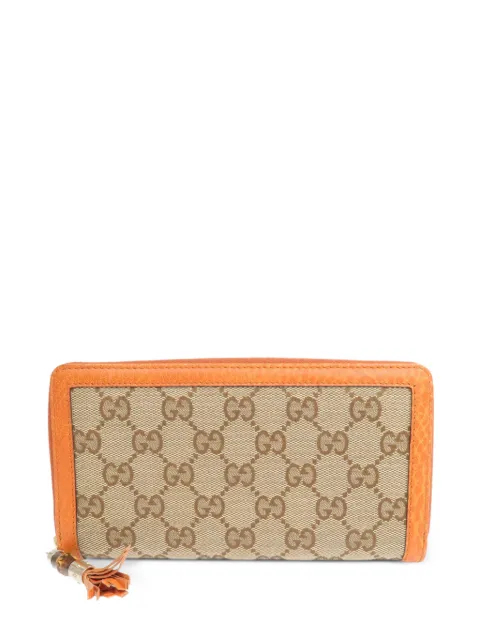 Gucci Pre-Owned GG canvas Bamboo zip-around wallet Orange 224253