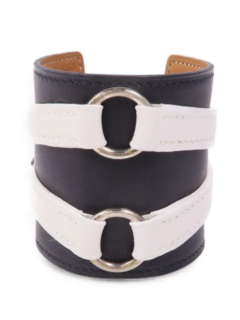 Hermès Pre-Owned leather cuff bracelet Black O