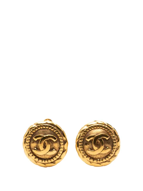 CHANEL Pre-Owned 1970-1980 CC Gold Plated Round Clip On Earrings costume earrings Gold X5HC00KD1YDNZ895